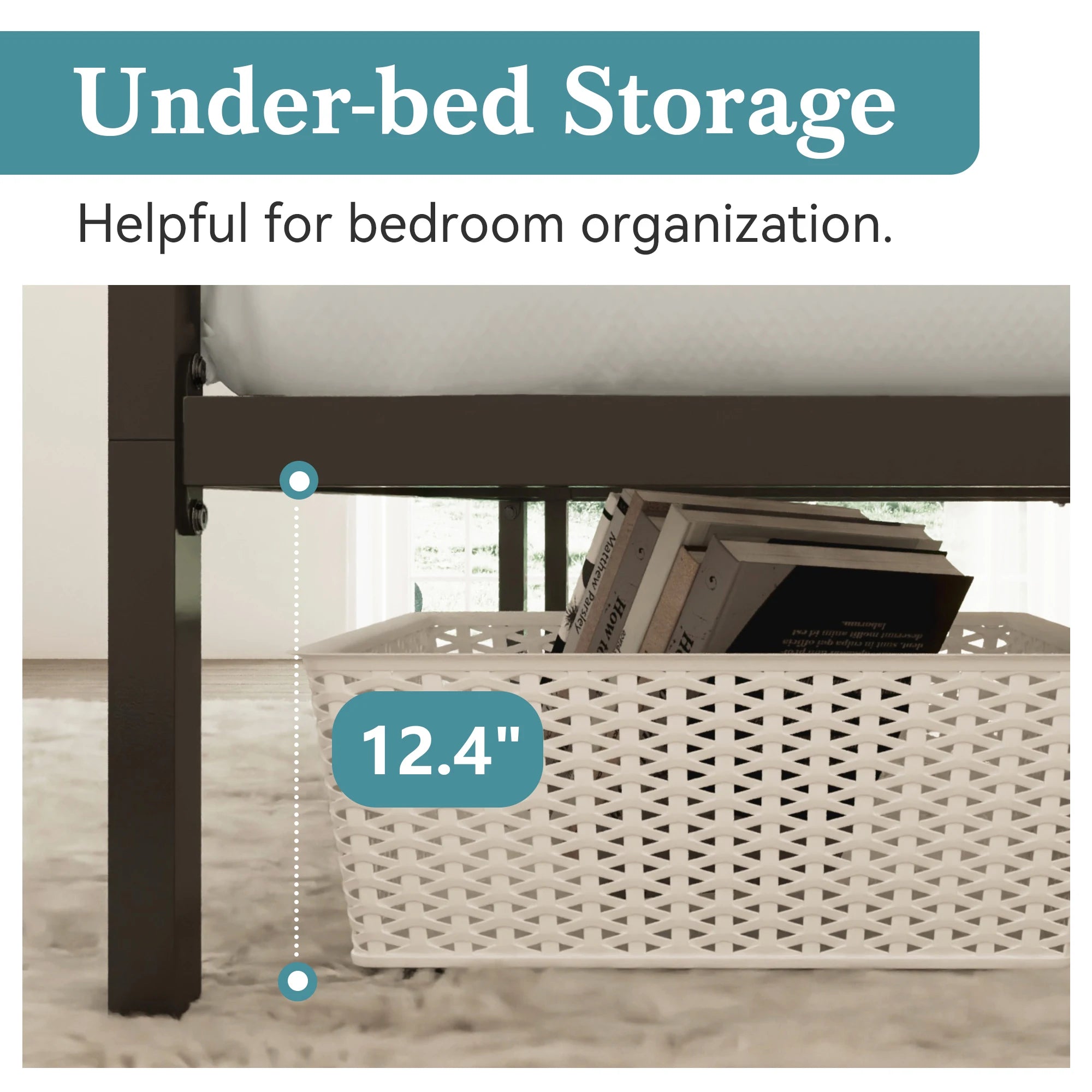 HOOMIC Canopy Bed Frame, Enhanced 4-Poster, 3-Metal Crossbar, No Box Spring Needed, Easy Assembly Allewie