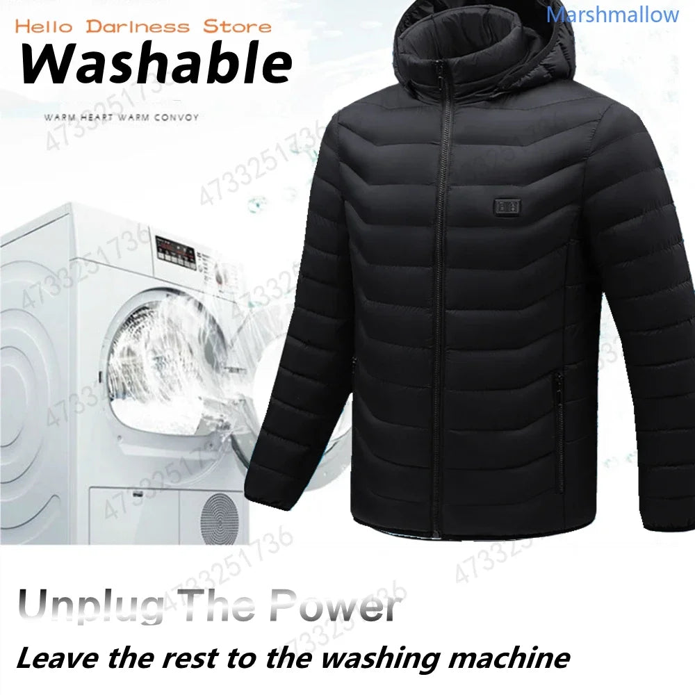 Men 21 Areas Heated Jacket USB Electric Heating Vest For Women Winter Outdoor Warm Thermal Coat Parka Jacket Unisex