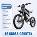 FVKING E6 Electric Bike Adults 3000W Peak Gear Hub Motors Electric Motorcycle 52V32AH Battery Speed 60Kmh Mountain E-bikes GT73