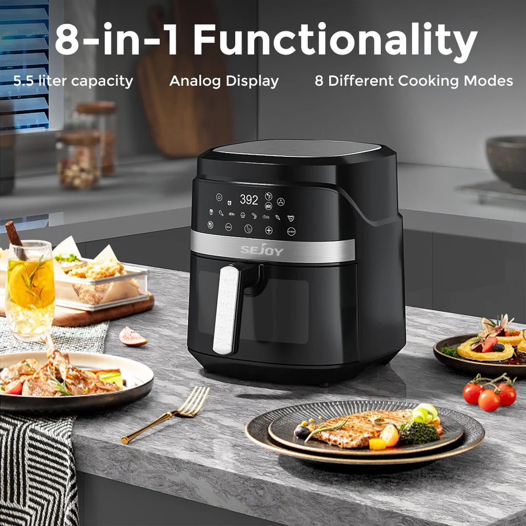 Air fryer 8-in-1,6L  Electric Hot fryer Oven Oilless Cooker,Roast, Bake, Plus Bake, Dehydrate, and Keep Food Warm, 120V