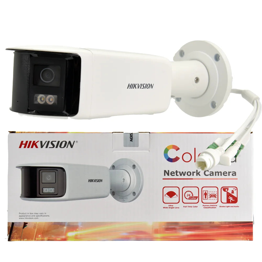 HIKVISION 8MP Panoramic ColorVu Bullet IP Camera DS-2CD2T87G2P-LSU/SL 4K Security Double Lens Color Night Built-in Mic Speaker