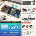 Stainless Steel Kitchen Sink With Waterfall Single Bowl Digital Display Extra Large Slot Multifunctional Washing Sinks