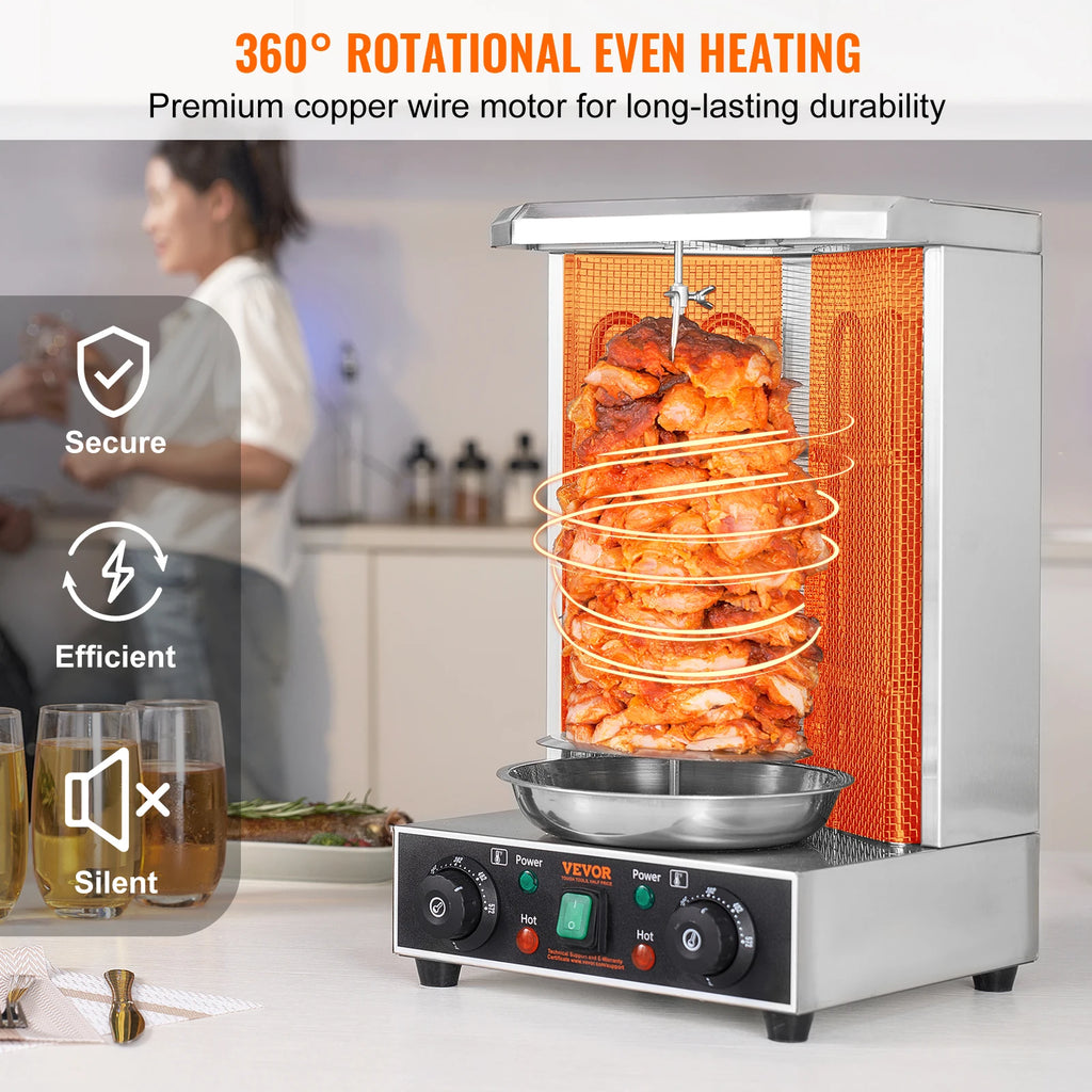 SucceBuy Shawarma Grill Machine 13lbs Chicken Shawarma Cooker Machine Electric Vertical Broiler Gyro Rotisserie Oven Doner Kebab