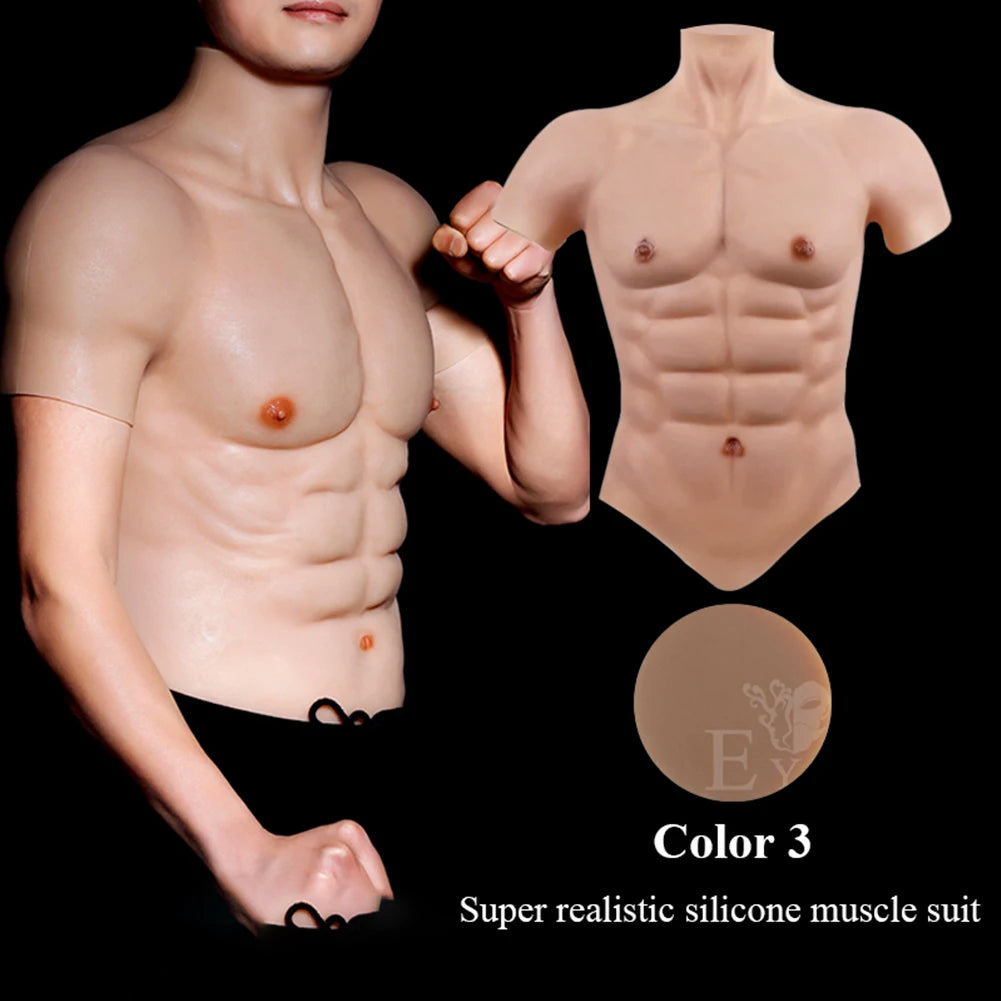 Eyung Silicone Muscle Suit For Man Cosplay Costume Male Fake Chest Bodysuit Realistic Simulation Muscles for Halloween lifelike