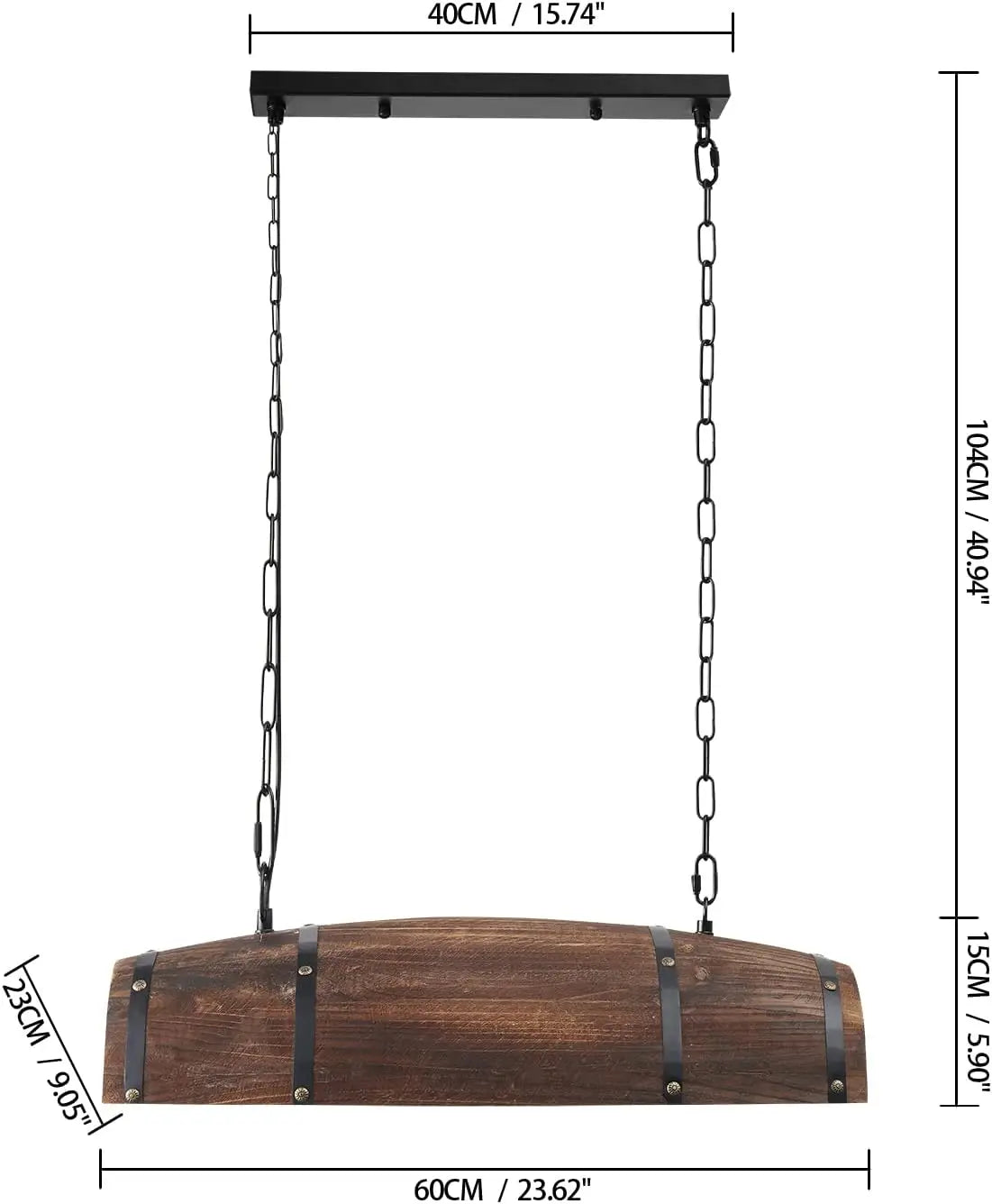 Vintage solid wood E27/E26 Wine Barrel Iron Chain Chandelier Restaurant Living Room Kitchen Bar Cafe Decor Retro Hanging Lights