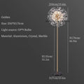 Nordic Wind Net Red Dandelion Crystal Floor Lamp Living Room Guest House Vertical Light Bedroom Bedside Shop Chandelier