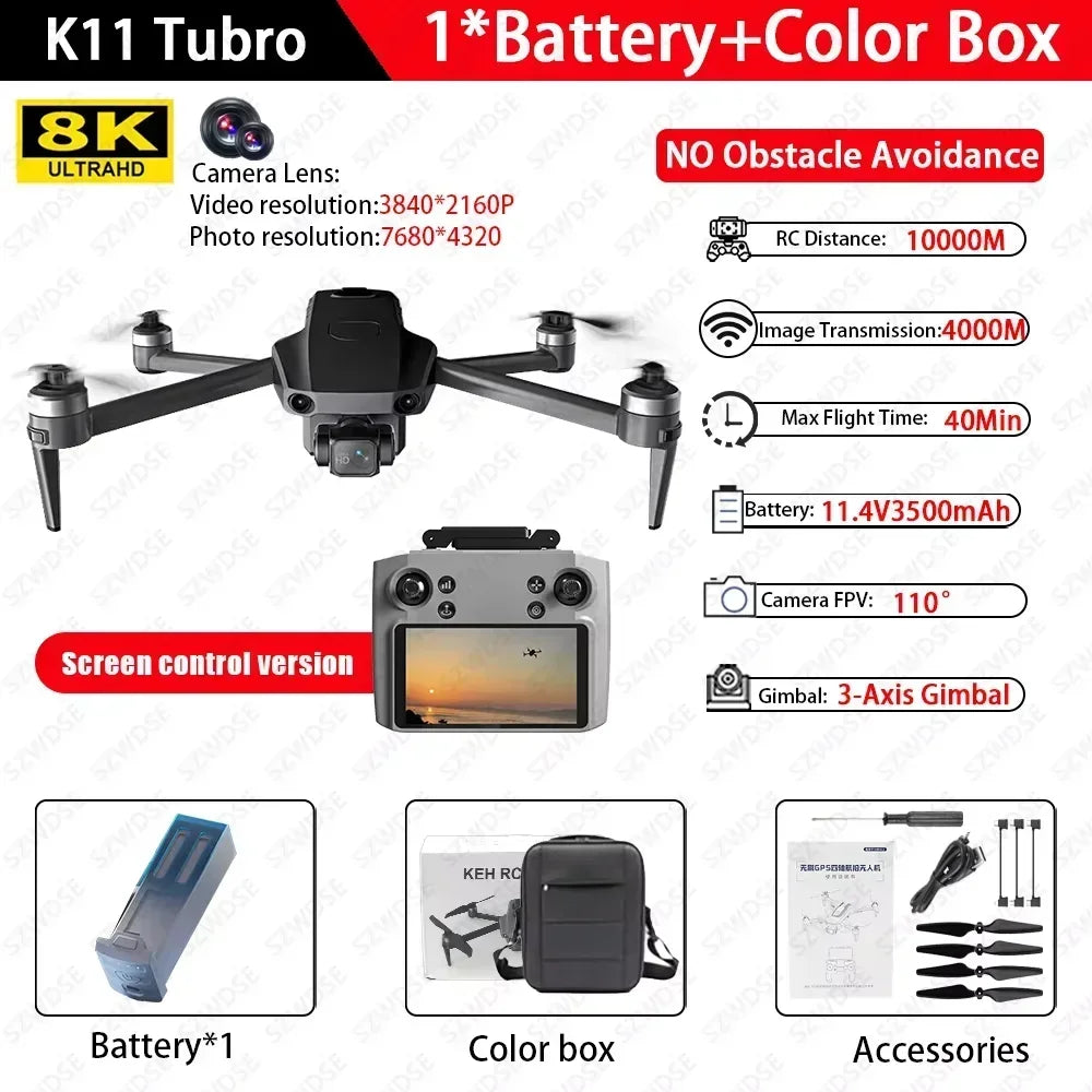 Cole Professional K11 Tubro Drone Aerial 8K HD Dual Camera with Built-in Airdrop Intelligent Obstacle Avoidance And RC Aircraft