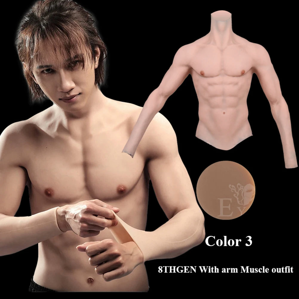 Eyung Silicone Muscle Suit For Man Cosplay Costume Male Fake Chest Bodysuit Realistic Simulation Muscles for Halloween lifelike