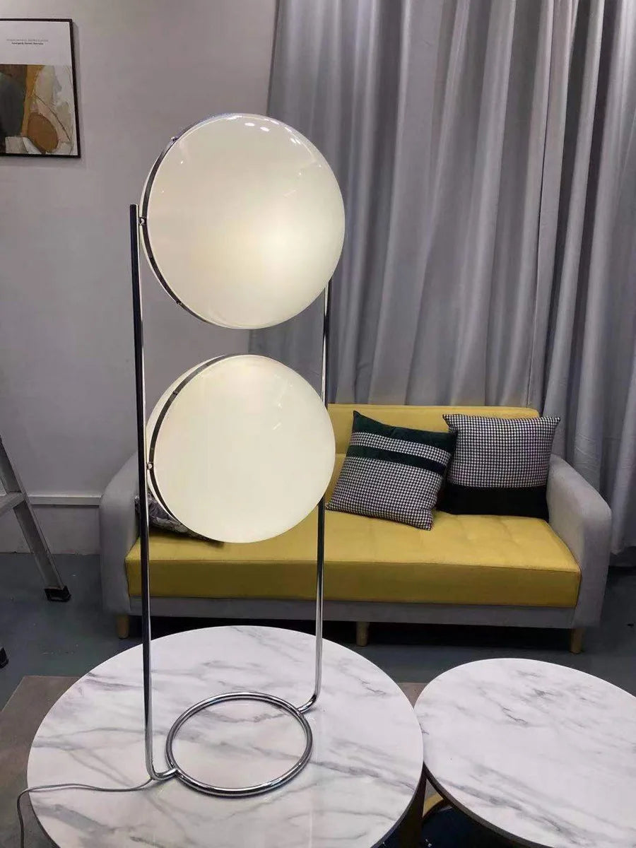 2024 Creative E27 Desk lamp LED Metal Chrome Light Living Room Hotel Room White Acrylic Ball Lights Home Art Deco Art Floor lamp