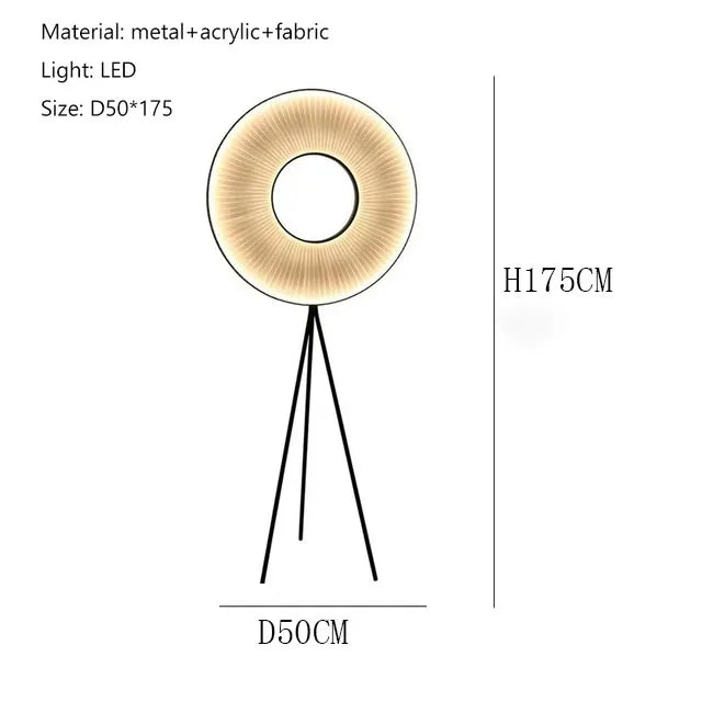 Nordic Minimalist Art Creative Fabric Pleated Disc LED Floor Lamp Sofa Corner Living Room Decoration Bedroom Bedside