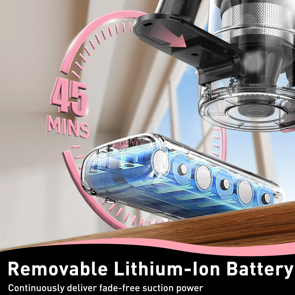 Cordless Vacuum Cleaner, 8 in 1 Powerful Suction, LED Display, 3 Suction Modes, 45Mins Lightweight Vacuum Cleaner for Home