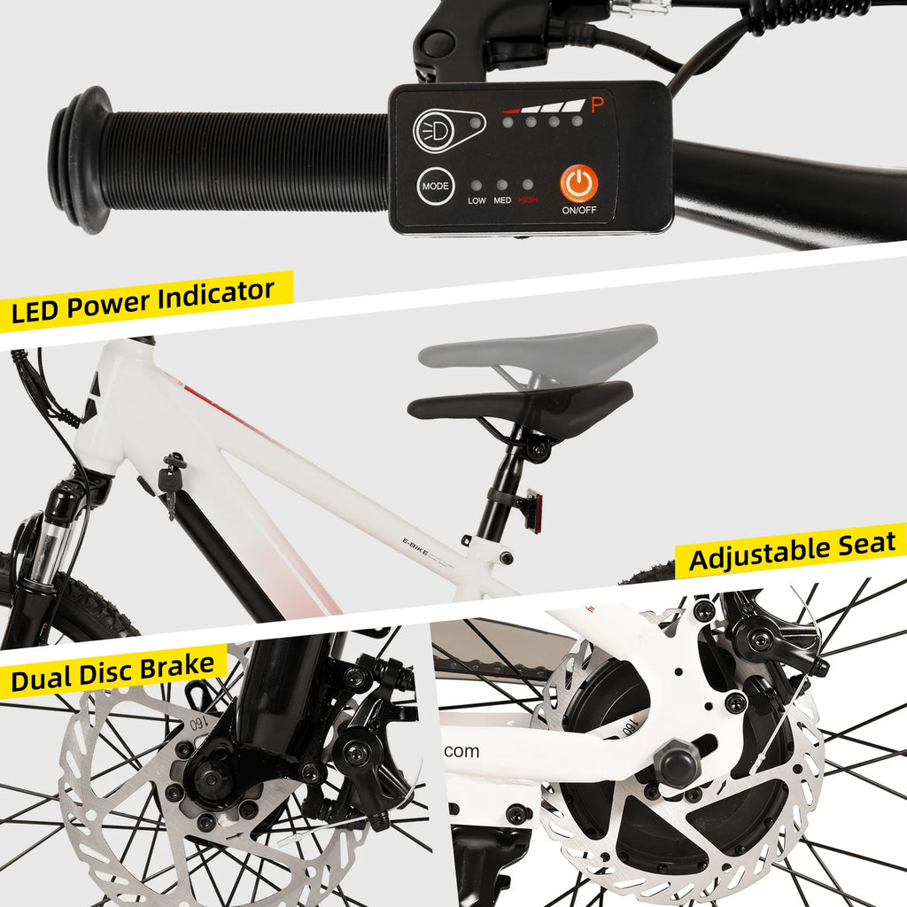 JOYSTAR Electric Bike for Kids Teens Ages 7+ with 250W Motor, 15 Miles 15MPH Electric Mountain Bicycle Safe Mini E bikes