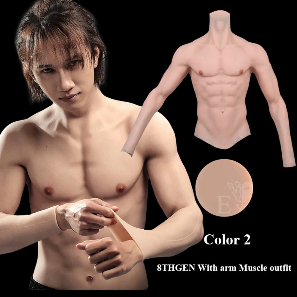 Eyung Silicone Muscle Suit For Man Cosplay Costume Male Fake Chest Bodysuit Realistic Simulation Muscles for Halloween lifelike