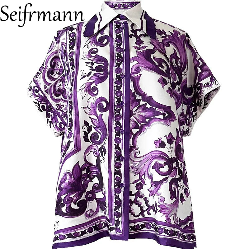 Seifrmann Women's Elegant Party Suit Sexy Spaghetti Strap Backless Slim Tops+Casual Pleated Skirt Print Cotton Two-piece set