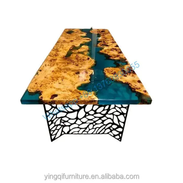 Patio New Outdoor Modern Design 2023 Customization Walnut Dining bar table restaurant table Resin Epoxy table