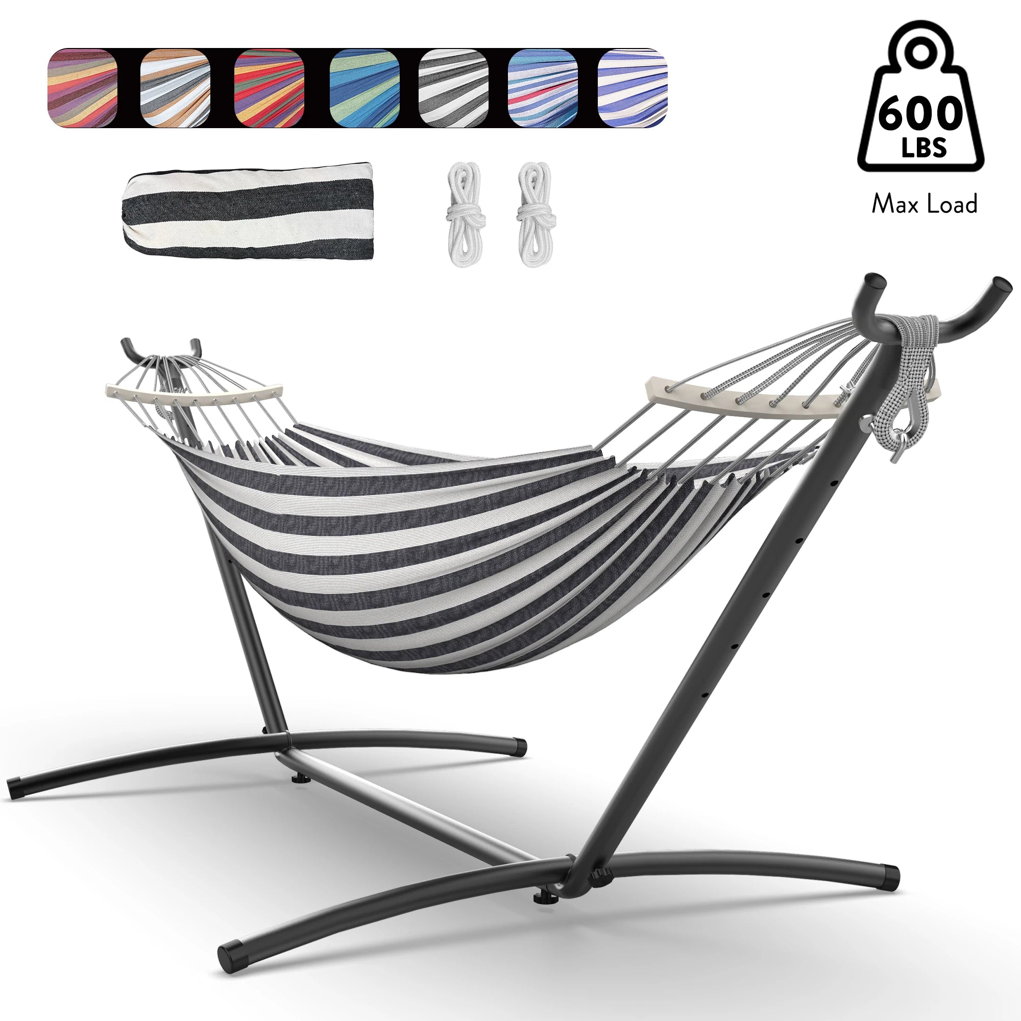 Gyroor Hammock with Adjustable Stand- Stylish Hammock Bed w/Storage Bag, 600lb Capacity