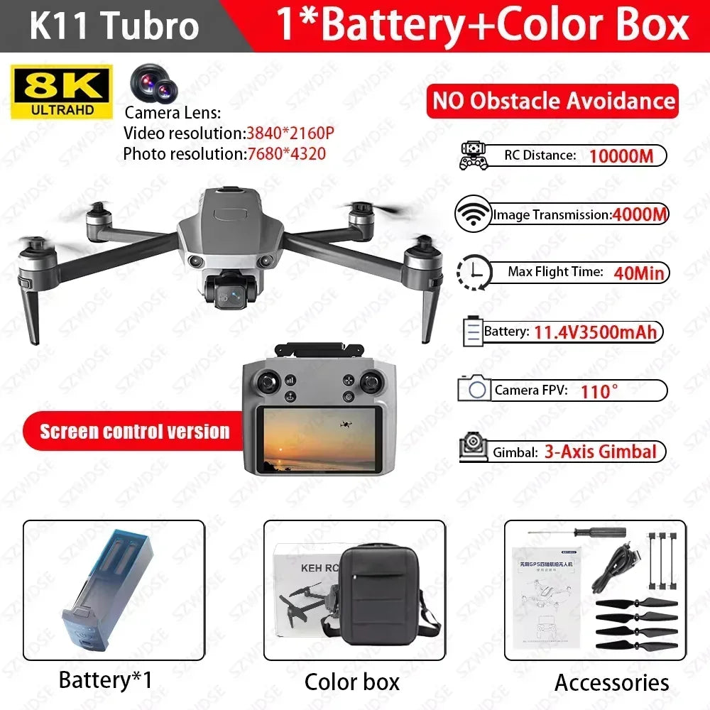 Cole Professional K11 Tubro Drone Aerial 8K HD Dual Camera with Built-in Airdrop Intelligent Obstacle Avoidance And RC Aircraft