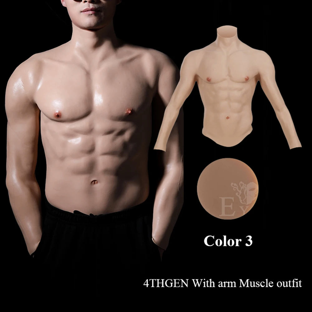 Eyung Silicone Muscle Suit For Man Cosplay Costume Male Fake Chest Bodysuit Realistic Simulation Muscles for Halloween lifelike