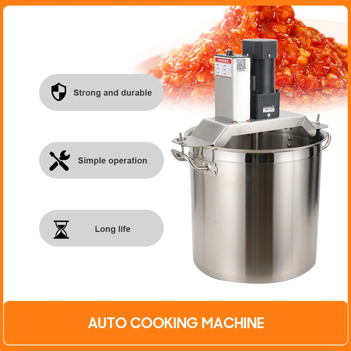 Automatic Hot Pot Fried Machine Small Mixer Food Mixing Stainless Steel Barrel Non Stick Pan Hot Pot Seasoning Stir-Frying