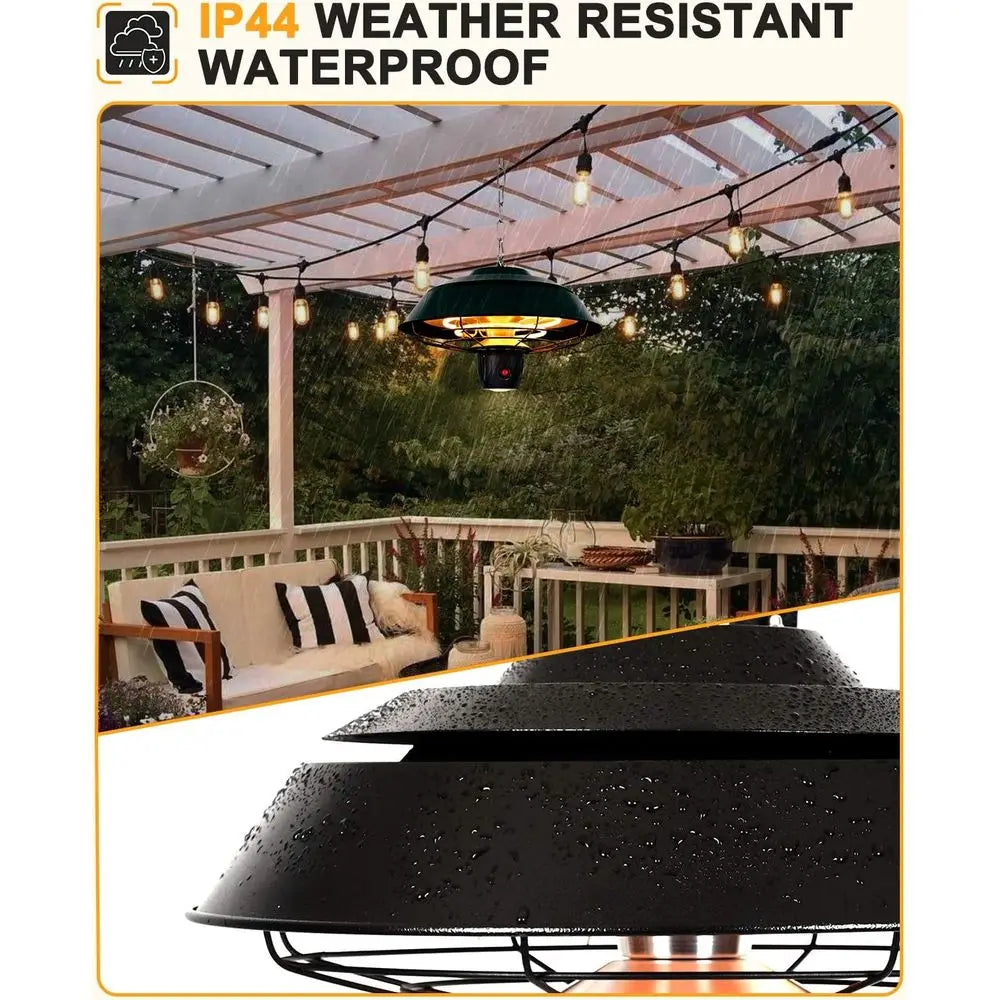 Infrared Outdoor Ceiling Heater with Remote & Touch Control, 600W-1500W, Hammer Tone Bronze, Waterproof IP44, Model STP1566-C-NN