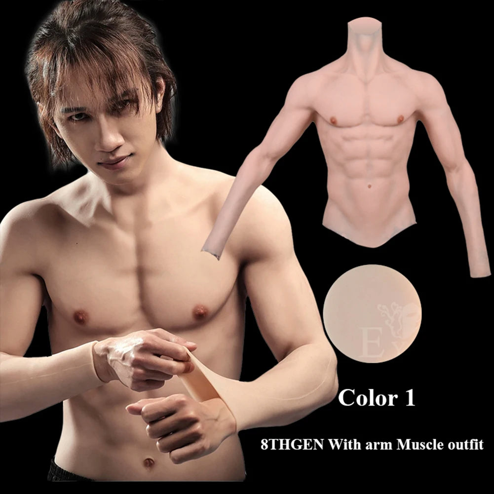 Eyung Silicone Muscle Suit For Man Cosplay Costume Male Fake Chest Bodysuit Realistic Simulation Muscles for Halloween lifelike