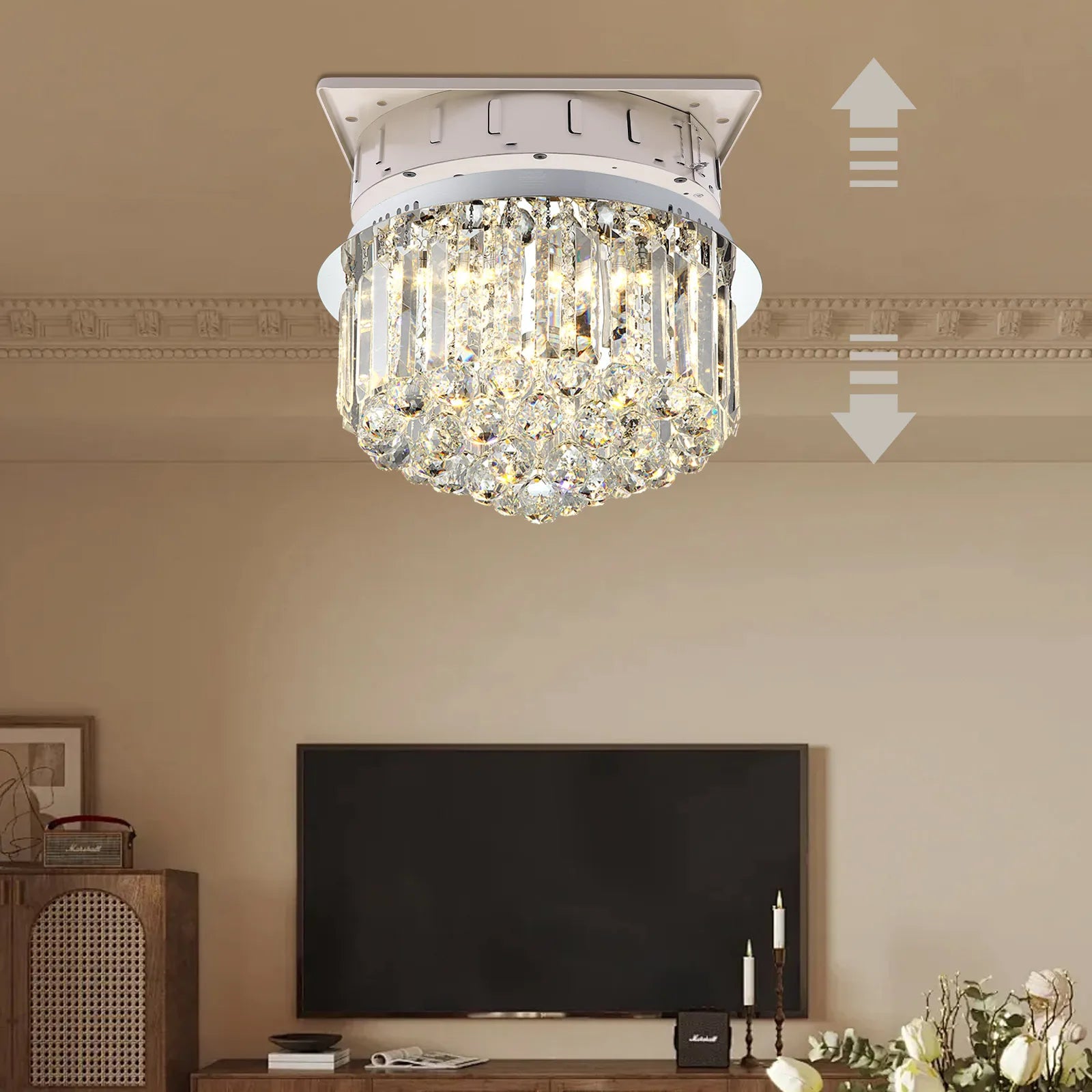 110V 2-in-1 Electric Hoist Ceiling Light Lifting System, 220lbs Capacity, 5M Lift for Villas Home Hotel