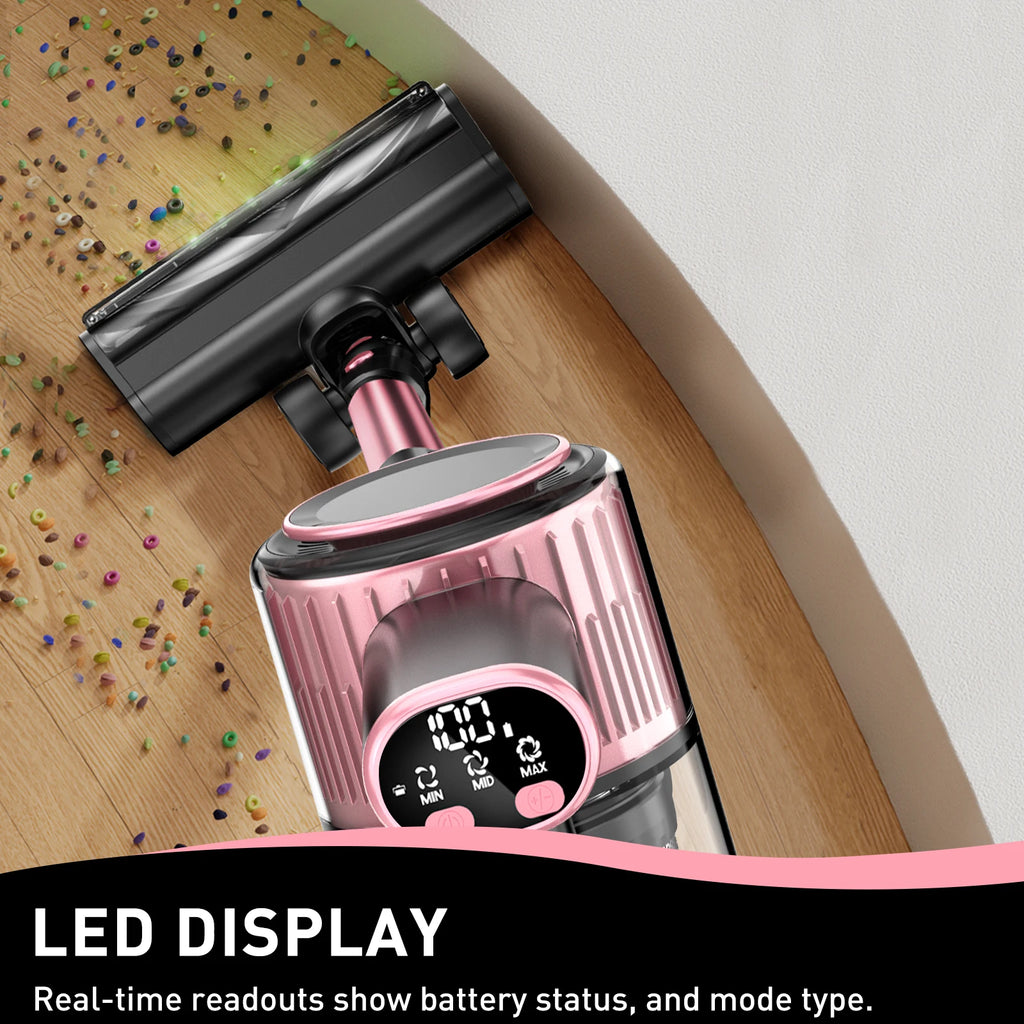 Cordless Vacuum Cleaner, 8 in 1 Powerful Suction, LED Display, 3 Suction Modes, 45Mins Lightweight Vacuum Cleaner for Home