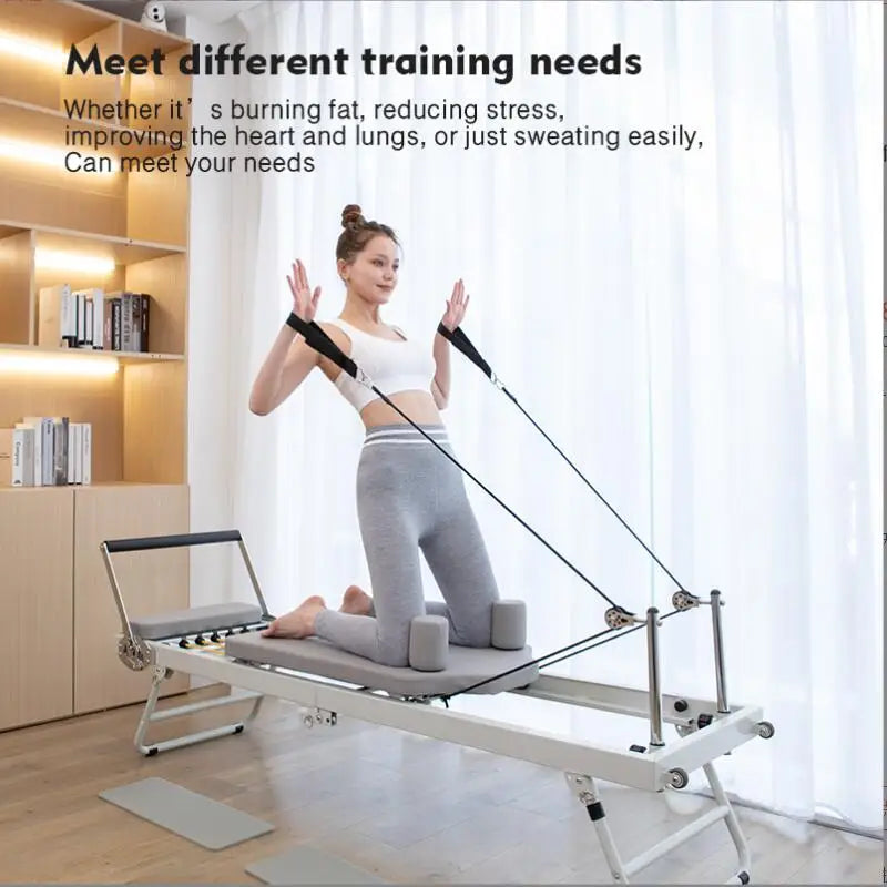 Pilates Reformer Fitness Equipment for Home Foldable Yoga Bed Strength Training Machine