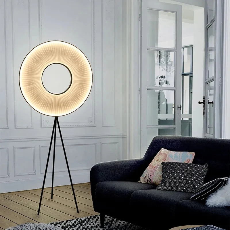 Nordic Minimalist Art Creative Fabric Pleated Disc LED Floor Lamp Sofa Corner Living Room Decoration Bedroom Bedside