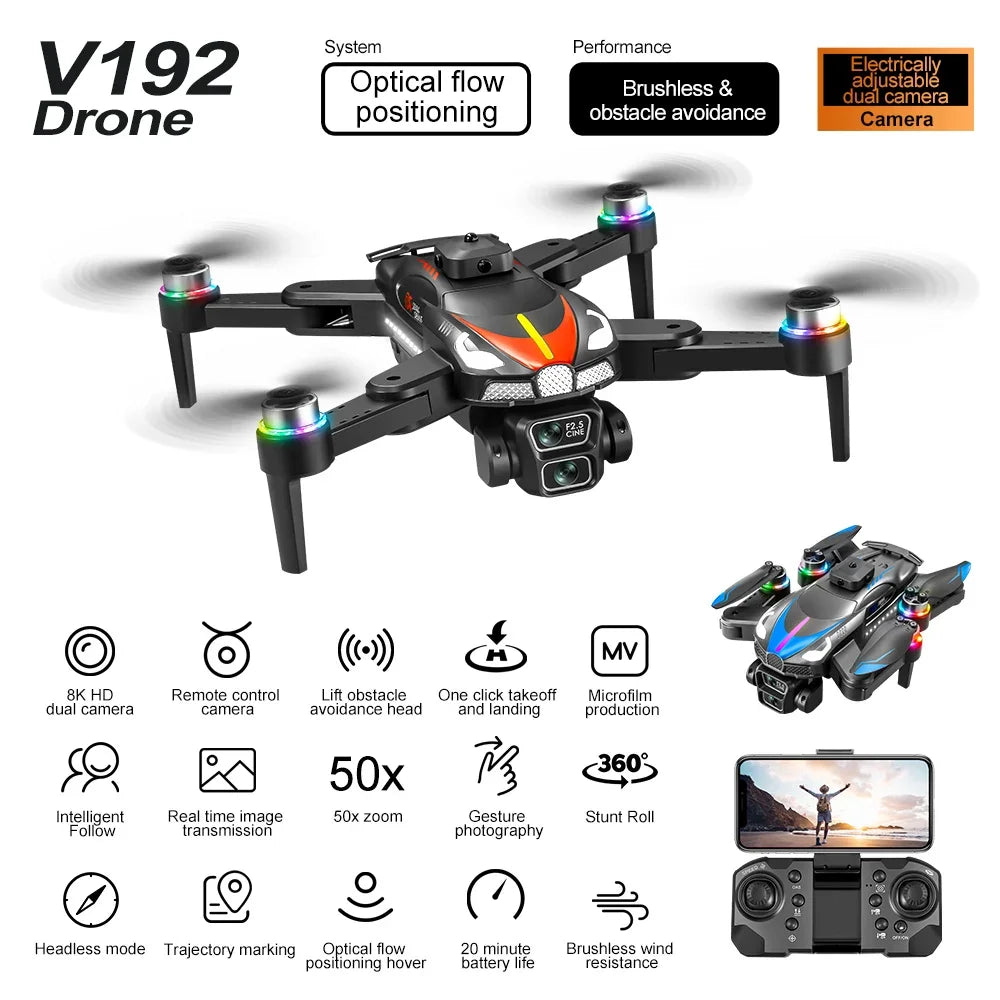 New V192 Drone HD Camera Aerial Professional Photography Gift Foldable Mini RC Omnidirectional Obstacle Avoidance Toys