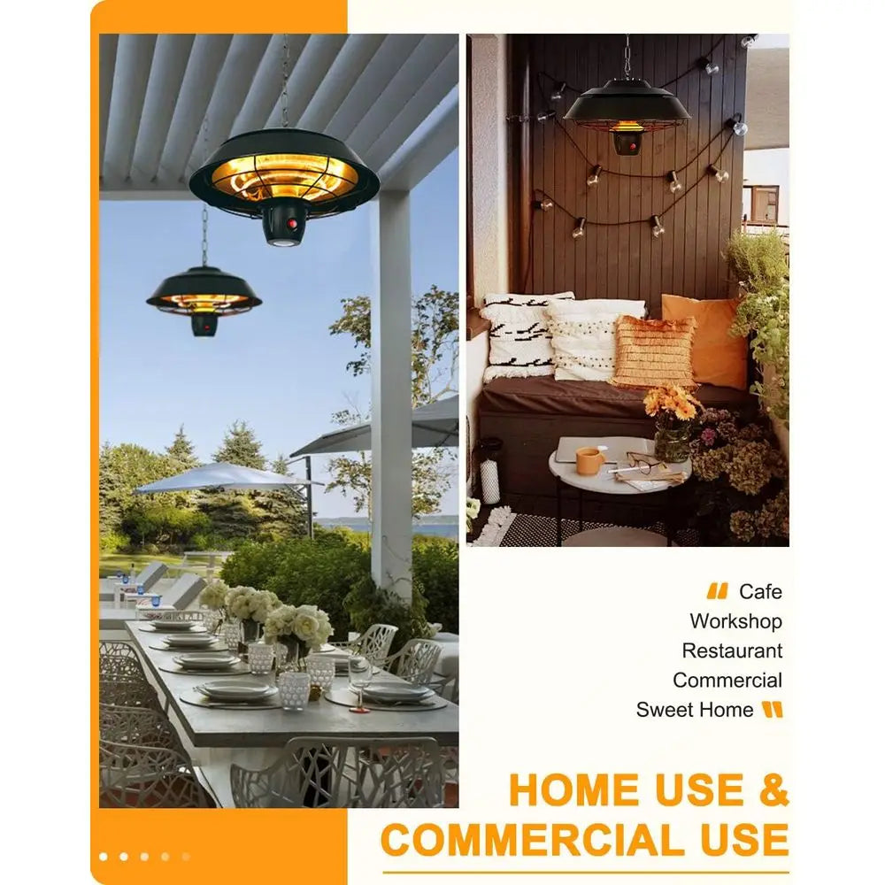 Infrared Outdoor Ceiling Heater with Remote & Touch Control, 600W-1500W, Hammer Tone Bronze, Waterproof IP44, Model STP1566-C-NN