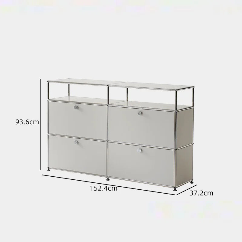 Storage Cabinet Stainless Steel Metal Sideboard Cabinet Dresser For Bedroom Modern Furniture