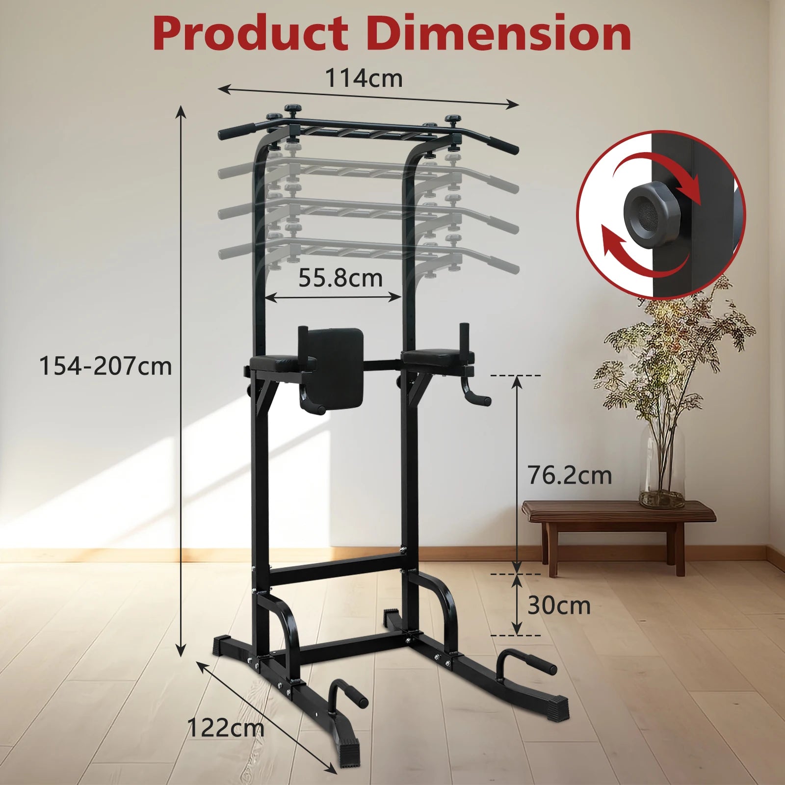 Power Tower Dip Station Pull Up Bar Multi-Function Power Tower Push Up Workout Abdominal Exercise for Home Gym Strength Training