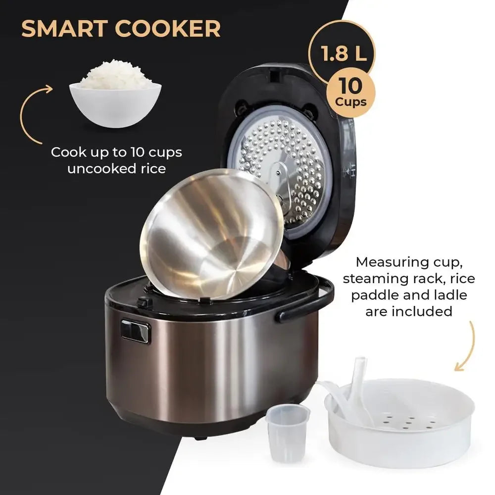 Titanium IH Smart Rice Cooker 10 Cups Non-Coating Inner Pot Touch Control Micro Intelligent Stew Functions Anti-Stick Overflow