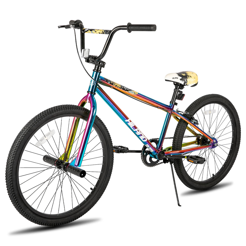 Hiland 24 26 inch BMX Bike for for Teen Bike and Adult Bikes, Beginner-Level BMX to Advanced Riders with 2 Pegs
