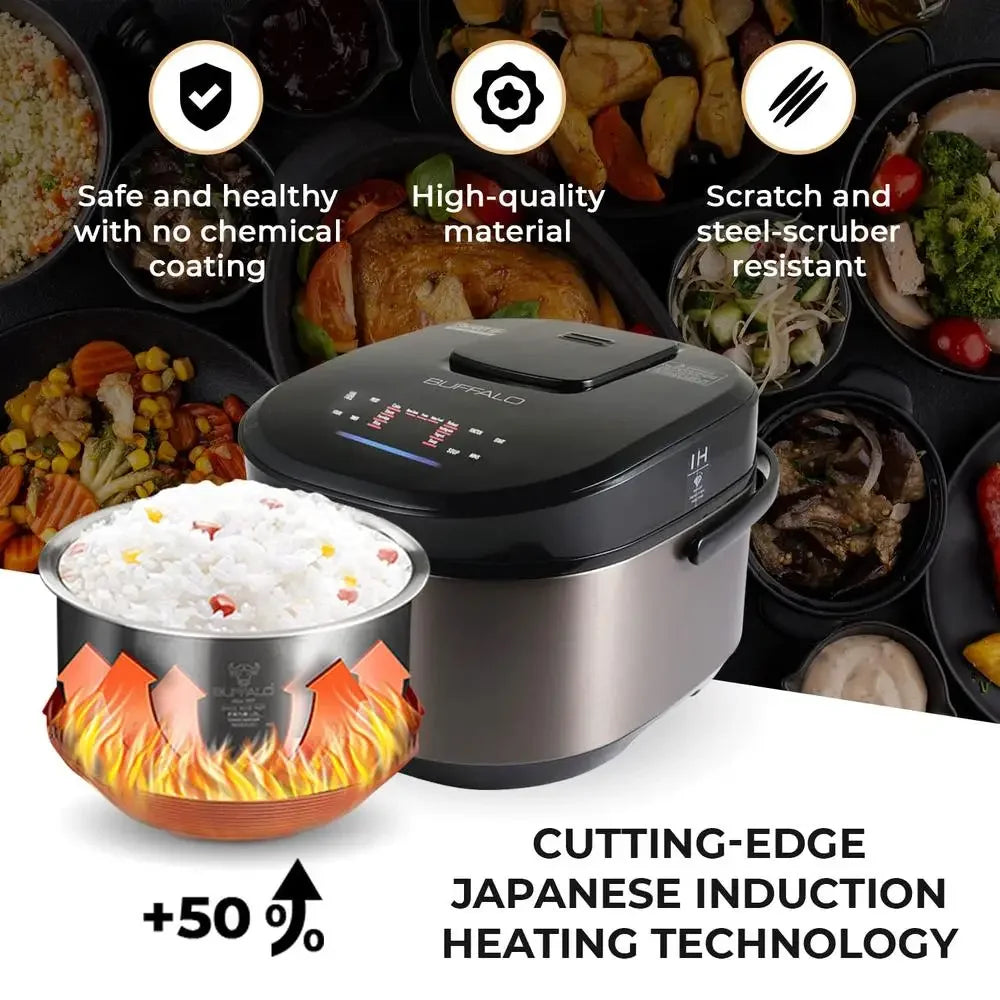 Titanium IH Smart Rice Cooker 10 Cups Non-Coating Inner Pot Touch Control Micro Intelligent Stew Functions Anti-Stick Overflow